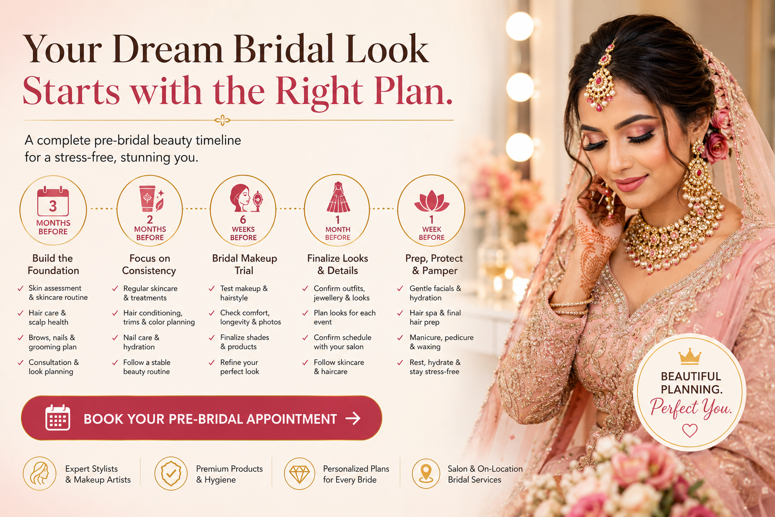 Bridal Makeup and Pre-Bridal Salon Packages: A Complete Beauty Timeline Before Your Wedding